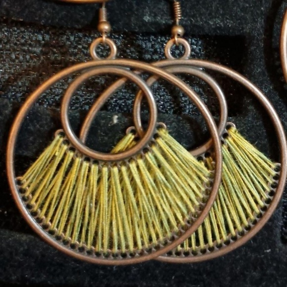 Bohemian hanging hoop earrings set of 4 SKUCH039 - Picture 4 of 7
